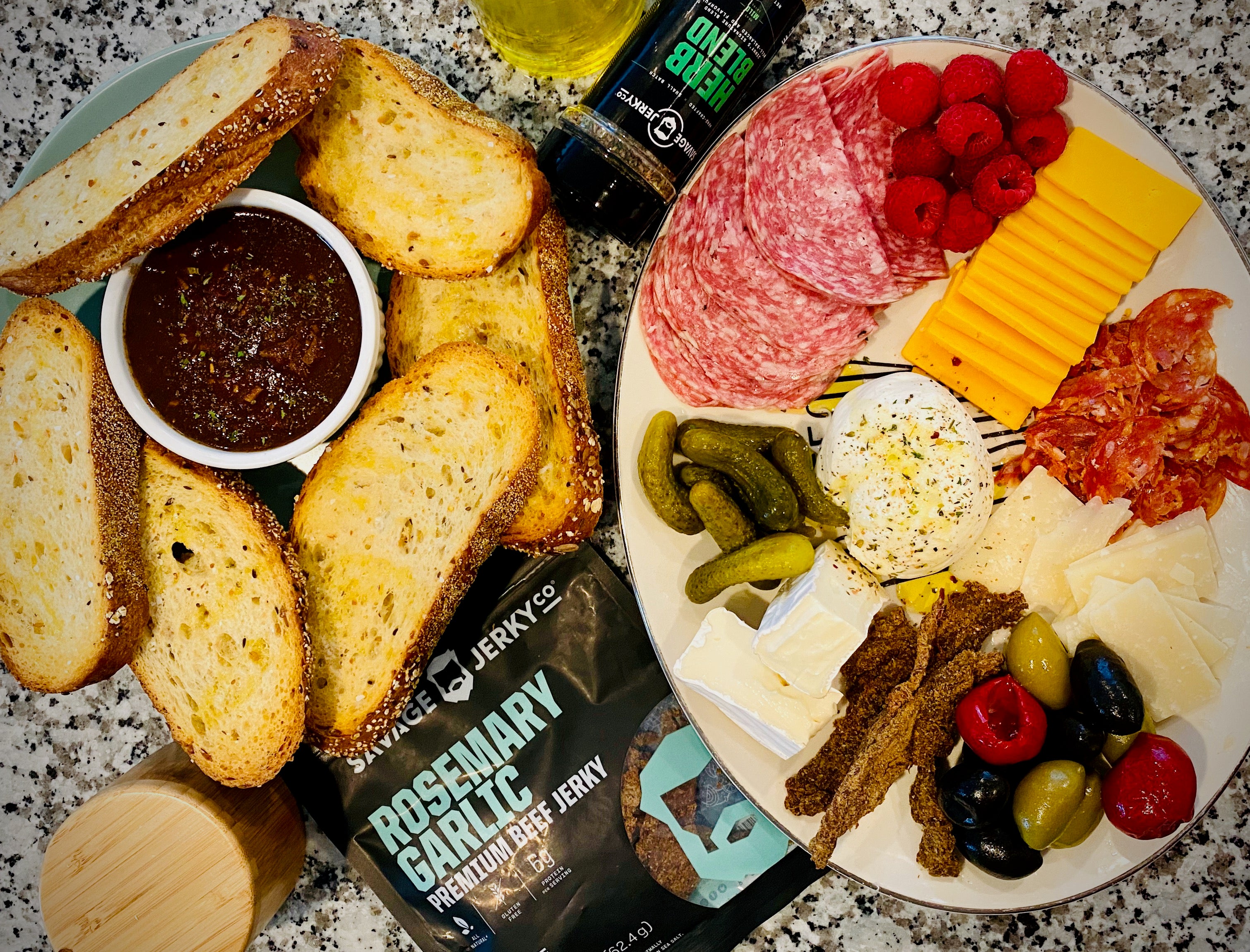 Savage Jerky Charcuterie with Herb & Balsamic Tomato Jam