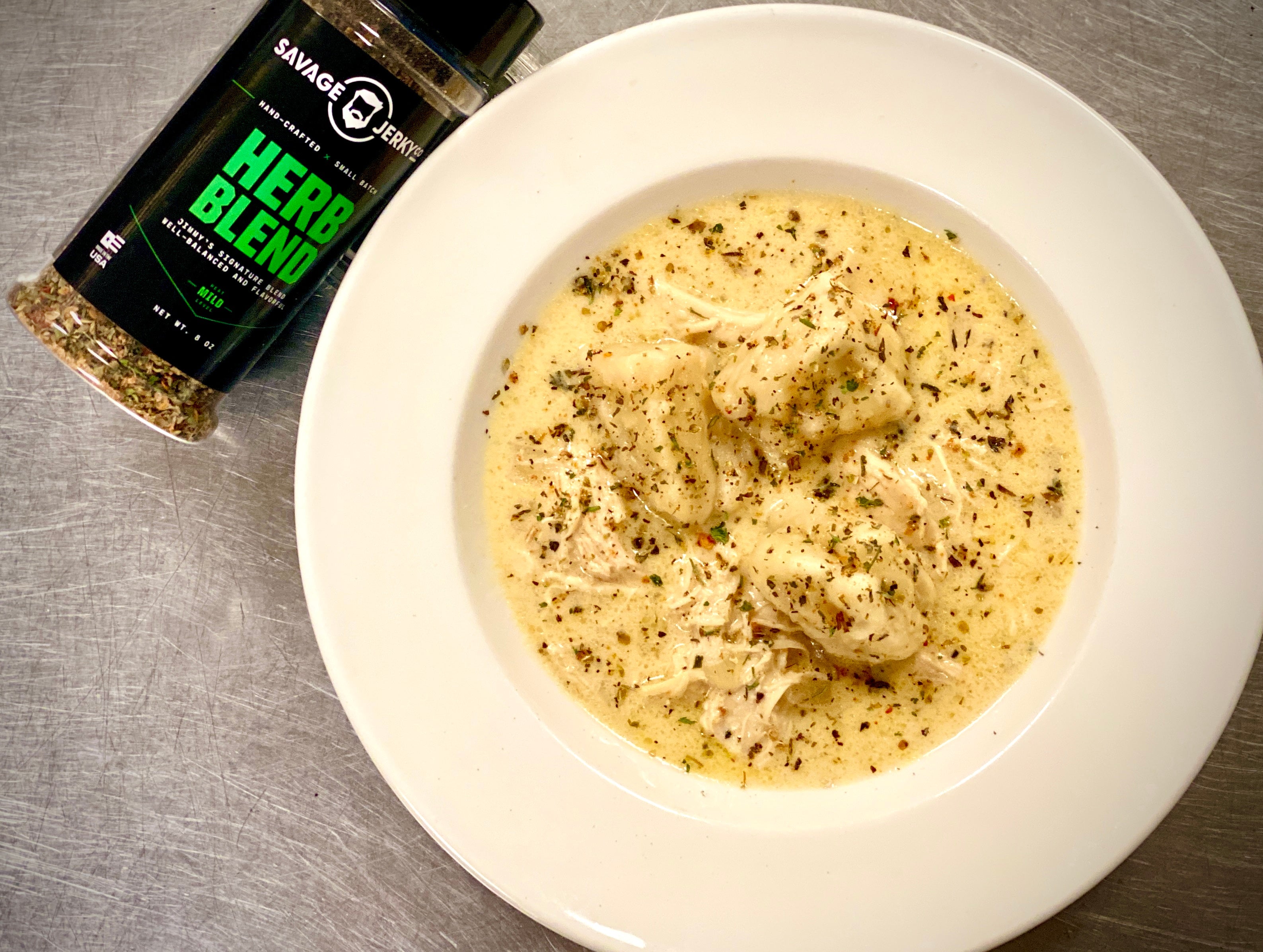 Chicken and Dumplings with Savage Jerky Herb Blend