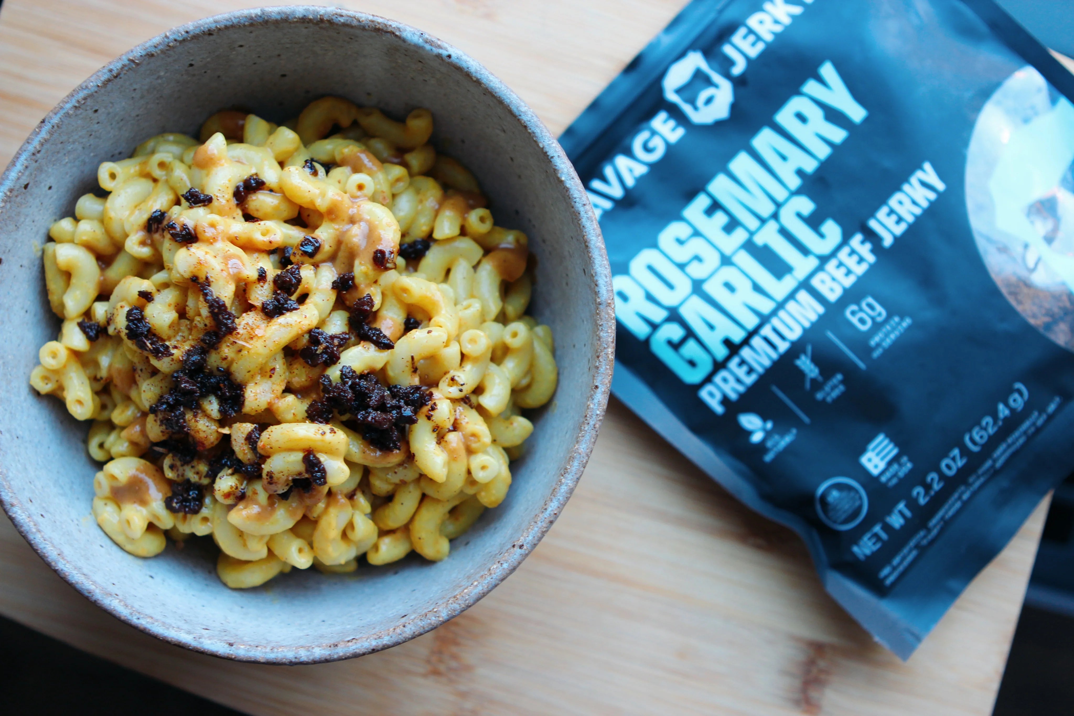 Truffle Mac With Crispy Savage Jerky