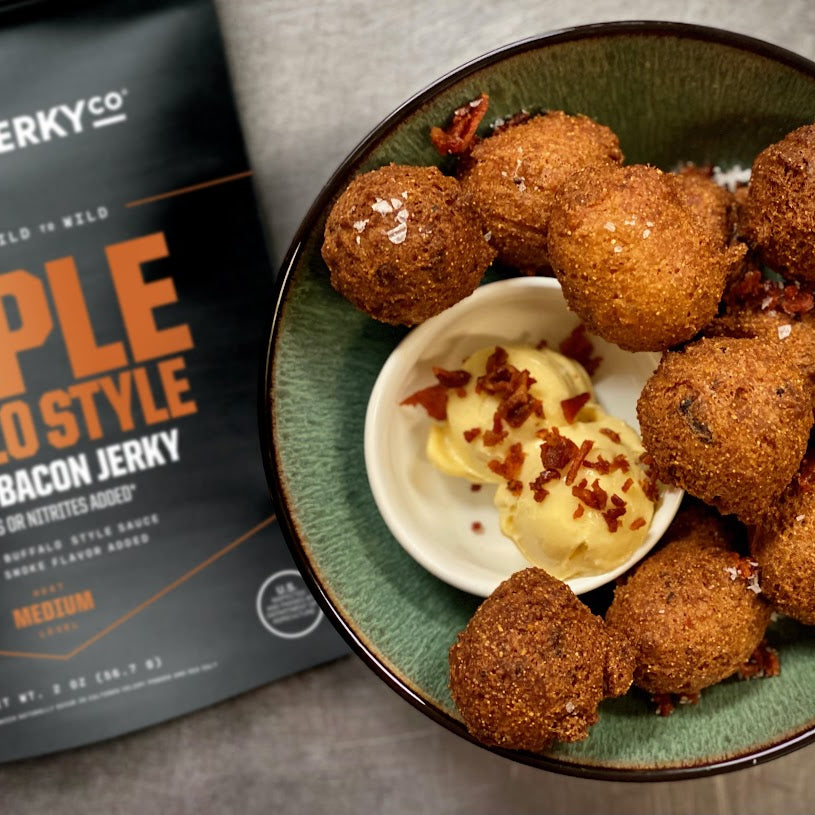 Hush Puppies with Savage Maple Buffalo Bacon, Whipped Brown-Sugar & Maple Butter