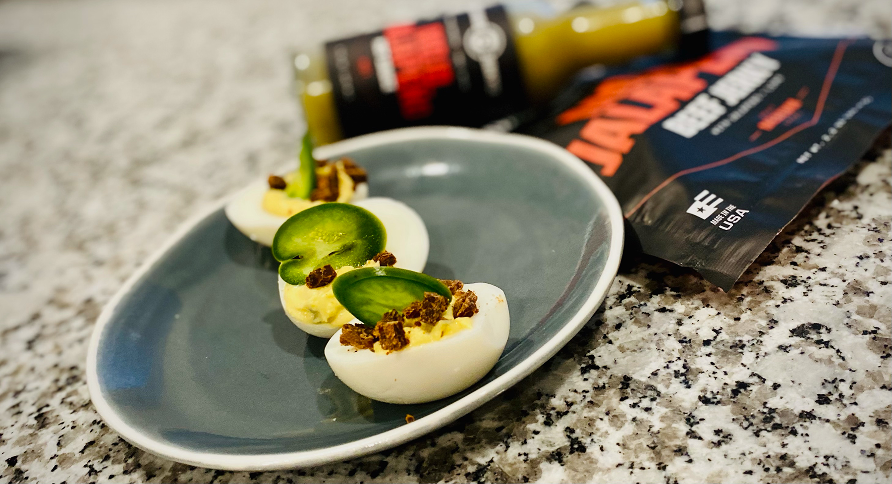 Savage Jerky Deviled Eggs