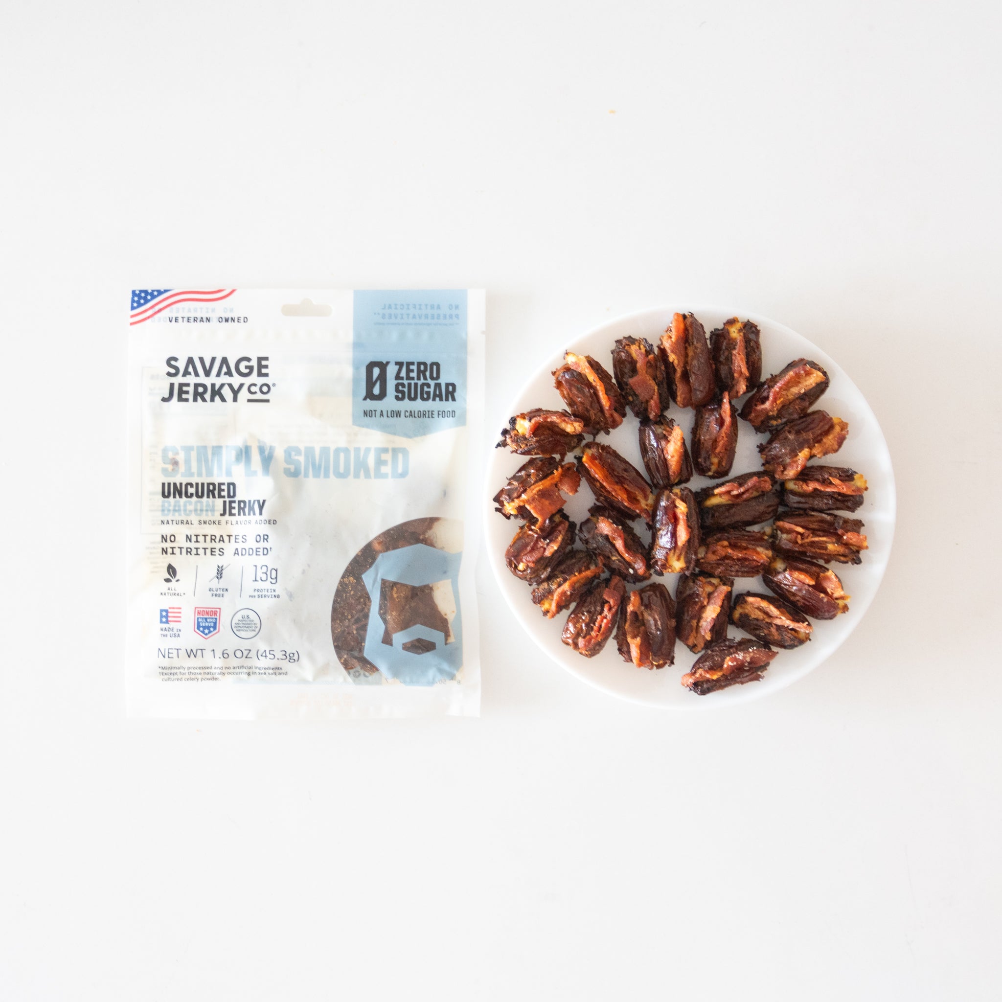 Bacon Jerky Stuffed Dates