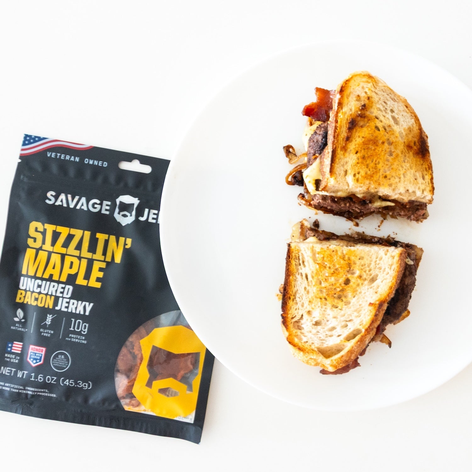 Bacon Jerky Patty Melts