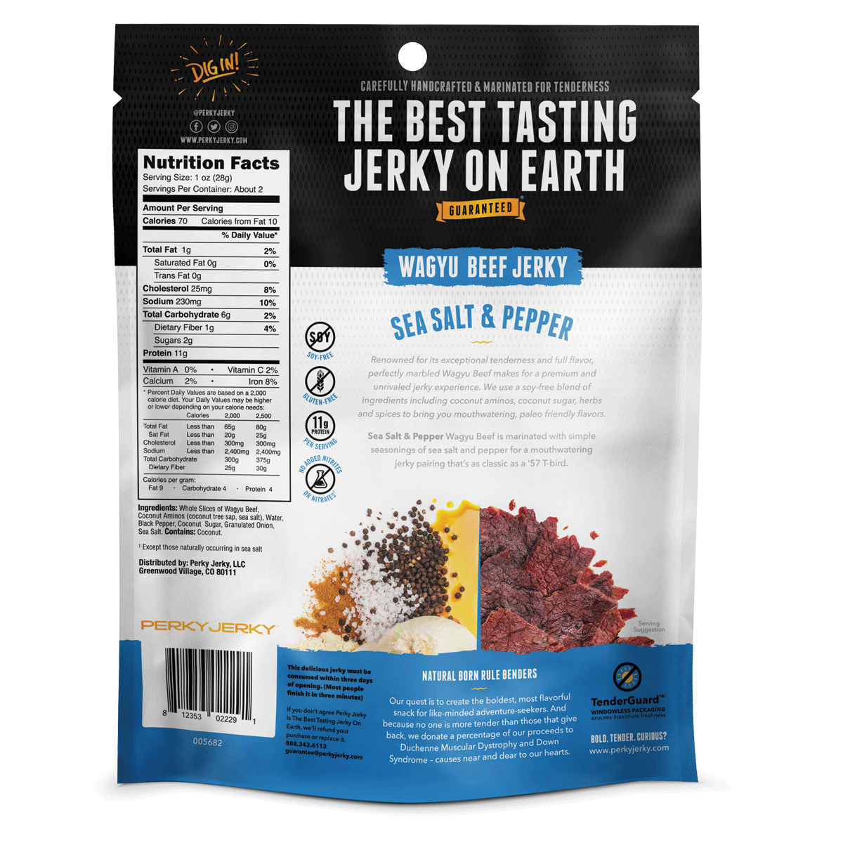 Sea Salt and Pepper Wagyu Beef Jerky package rear view