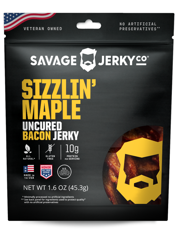 Maple Bacon Jerky Triple Thick Center Cut Maple Bacon Jerky Savage
