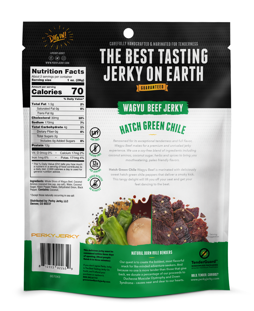 Hatch Green Chile Wagyu Beef Jerky - Paleo Friendly