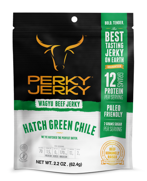 Hatch Green Chile Wagyu Beef Jerky - Paleo Friendly | Perky Jerky